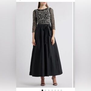 Pisarro Nights Women's Sequin Bodice A Line Gown in Black and Silver Sz 8 *Flaws